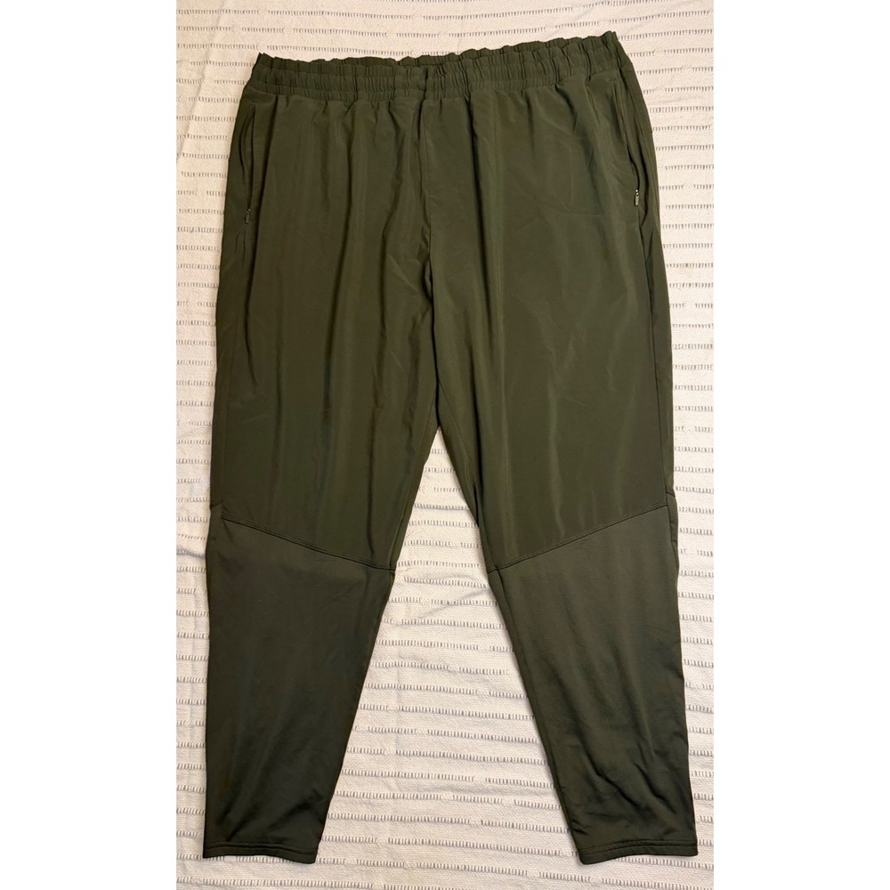 All In Motion Mens XXL Olive Green Athletic Joggers Tapered Stretch Pants Zipper